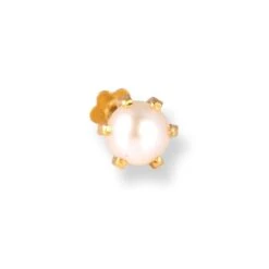 18ct Yellow Gold Screw Back Nose Stud With Cultured Pearl. -Shiny Jewelry Hub 18ctYellowGoldScrewBackNoseStudwithCulturedPearl 3mm 4mm NS 2530 C 1