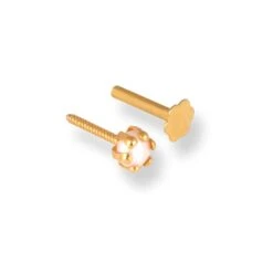 18ct Yellow Gold Screw Back Nose Stud With Cultured Pearl. -Shiny Jewelry Hub 18ctYellowGoldScrewBackNoseStudwithCulturedPearl 3mm 4mm NS 2530 a 4