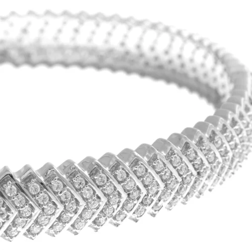 18ct White Gold Bangle With Cubic Zirconia Stones - Timeless White Gold Bangle 5 18ct White Gold Bangle With Cubic Zirconia Stones - Timeless White Gold Bangle -Shiny Jewelry Hub 18ct White Gold Bangle with Cubic Zirconia Stones Timeless White Gold Bangle 1