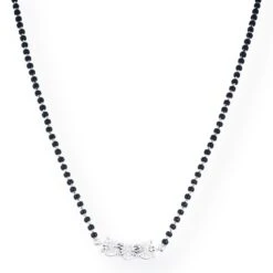 18ct White Gold Mangal Sutra With Black Beads And Diamond Accents 5 18ct White Gold Mangal Sutra With Black Beads And Diamond Accents -Shiny Jewelry Hub 18ct White Gold Mangal Sutra with Black Beads and Diamond Accents 2