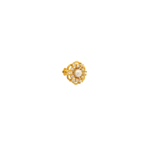 18ct Yellow Gold Screw Back Nose Stud With CZ & Cultured Pearl – Elegant & Secure Fit -Shiny Jewelry Hub 18ct Yellow Gold Screw Back Nose Stud with CZ Cultured Pearl Elegant Secure Fit 4