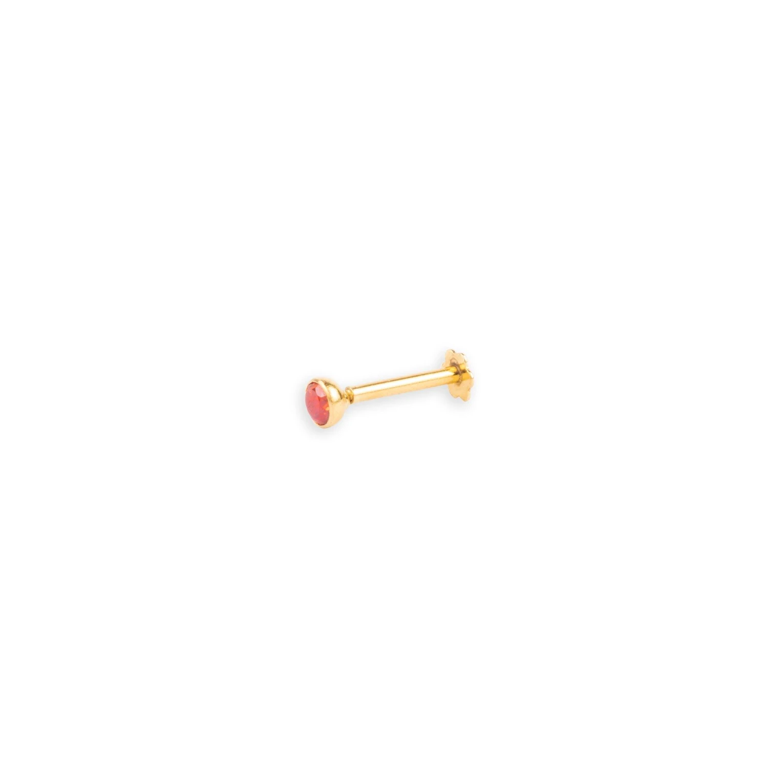 18ct Yellow Gold Screw Back Nose Stud With Cubic Zirconia In A Rub Over (Bezel) Setting 2 18ct Yellow Gold Screw Back Nose Stud With Cubic Zirconia In A Rub Over (Bezel) Setting - Image 2