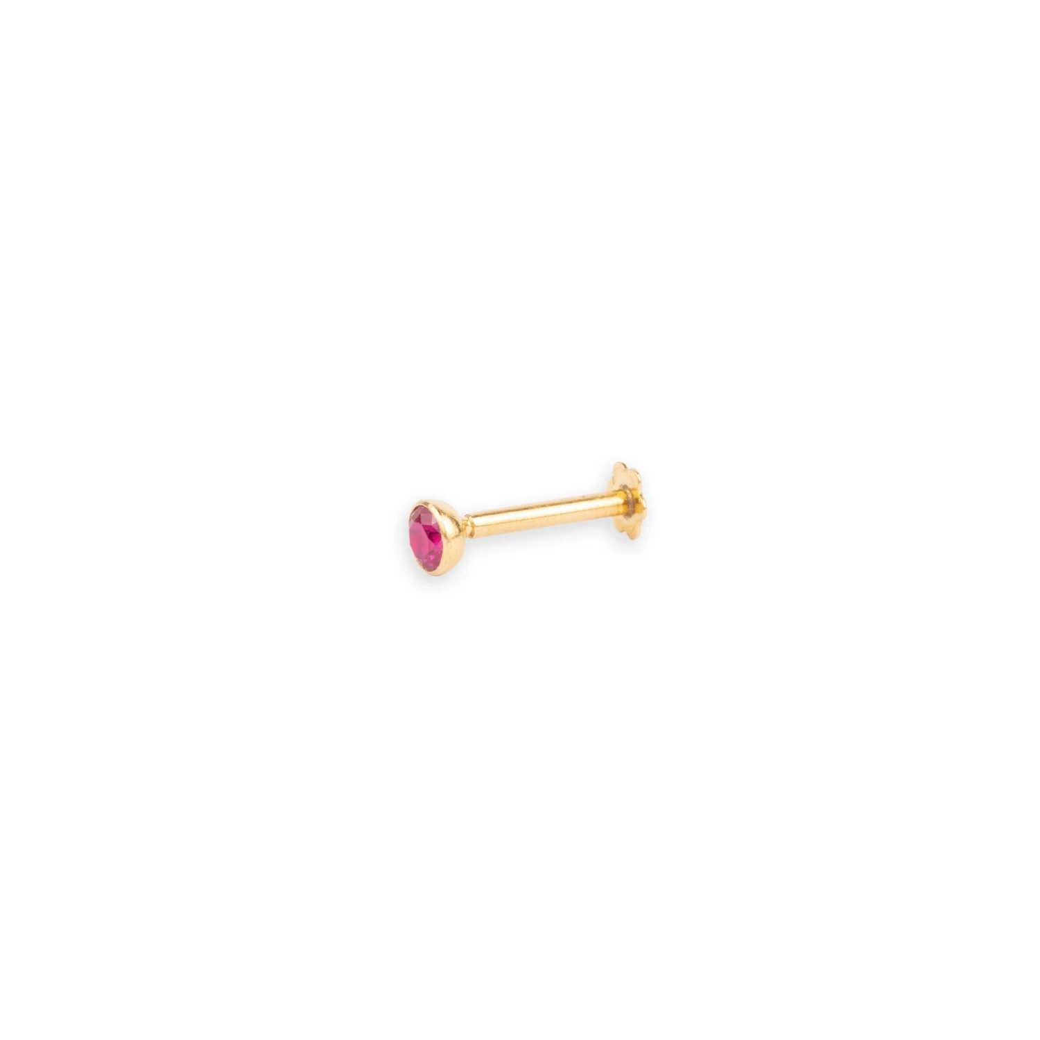 18ct Yellow Gold Screw Back Nose Stud With Cubic Zirconia In A Rub Over (Bezel) Setting 3 18ct Yellow Gold Screw Back Nose Stud With Cubic Zirconia In A Rub Over (Bezel) Setting - Image 3