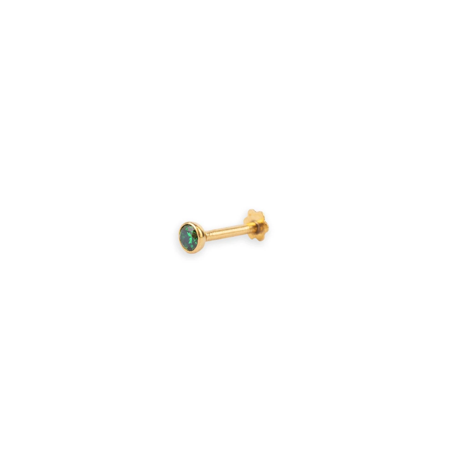 18ct Yellow Gold Screw Back Nose Stud With Cubic Zirconia In A Rub Over (Bezel) Setting 5 18ct Yellow Gold Screw Back Nose Stud With Cubic Zirconia In A Rub Over (Bezel) Setting - Image 5