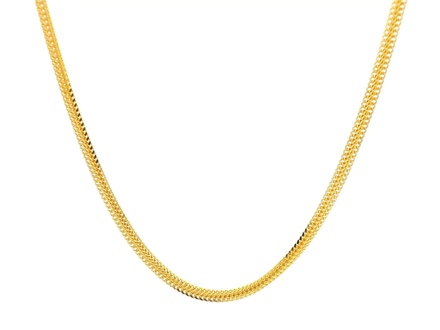 22 Carat Yellow Gold Foxtail Chain – Square Link With Lobster Clasp | 24 Inches