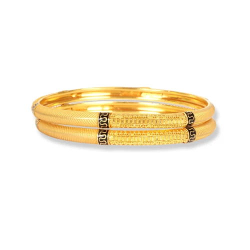 Pair Of 22ct Gold Bangles With Black Rhodium Plating -Stylish 22ct Gold Bangles