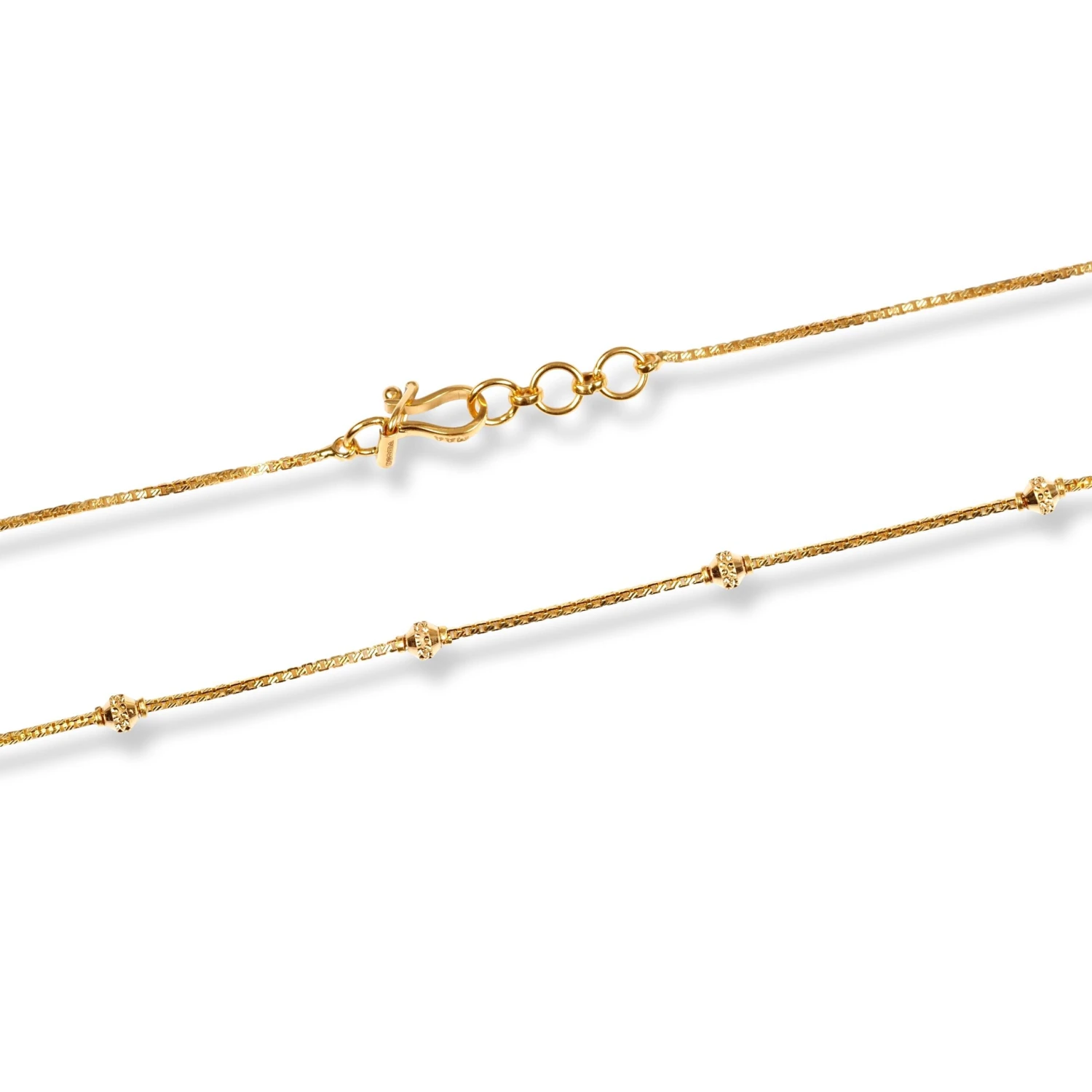 22ct Gold Box Chain With Diamond Cut Beads And Hook Clasp - Timeless Elegance 2 22ct Gold Box Chain With Diamond Cut Beads And Hook Clasp - Timeless Elegance - Image 2