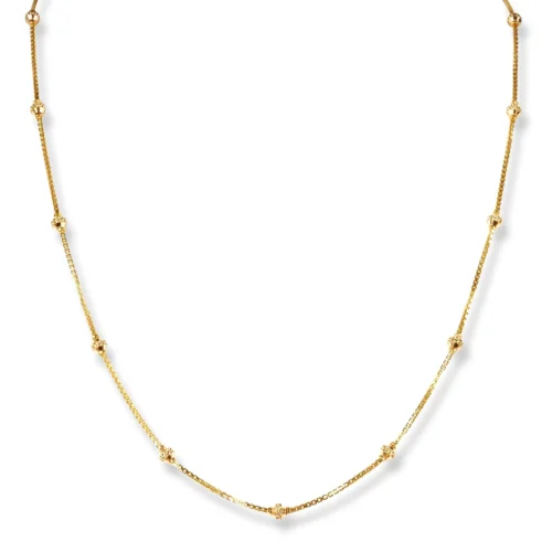 22ct Gold Box Chain With Diamond Cut Beads And Hook Clasp - Timeless Elegance