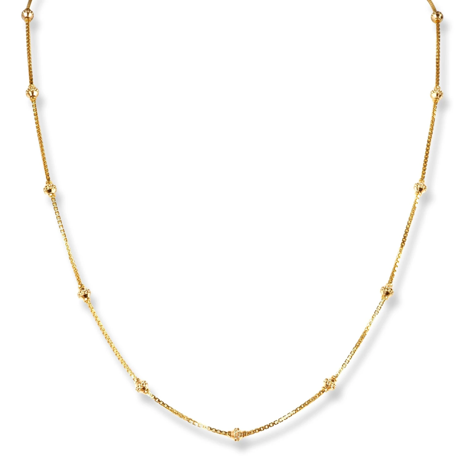 22ct Gold Box Chain With Diamond Cut Beads And Hook Clasp - Timeless Elegance 1 22ct Gold Box Chain With Diamond Cut Beads And Hook Clasp - Timeless Elegance