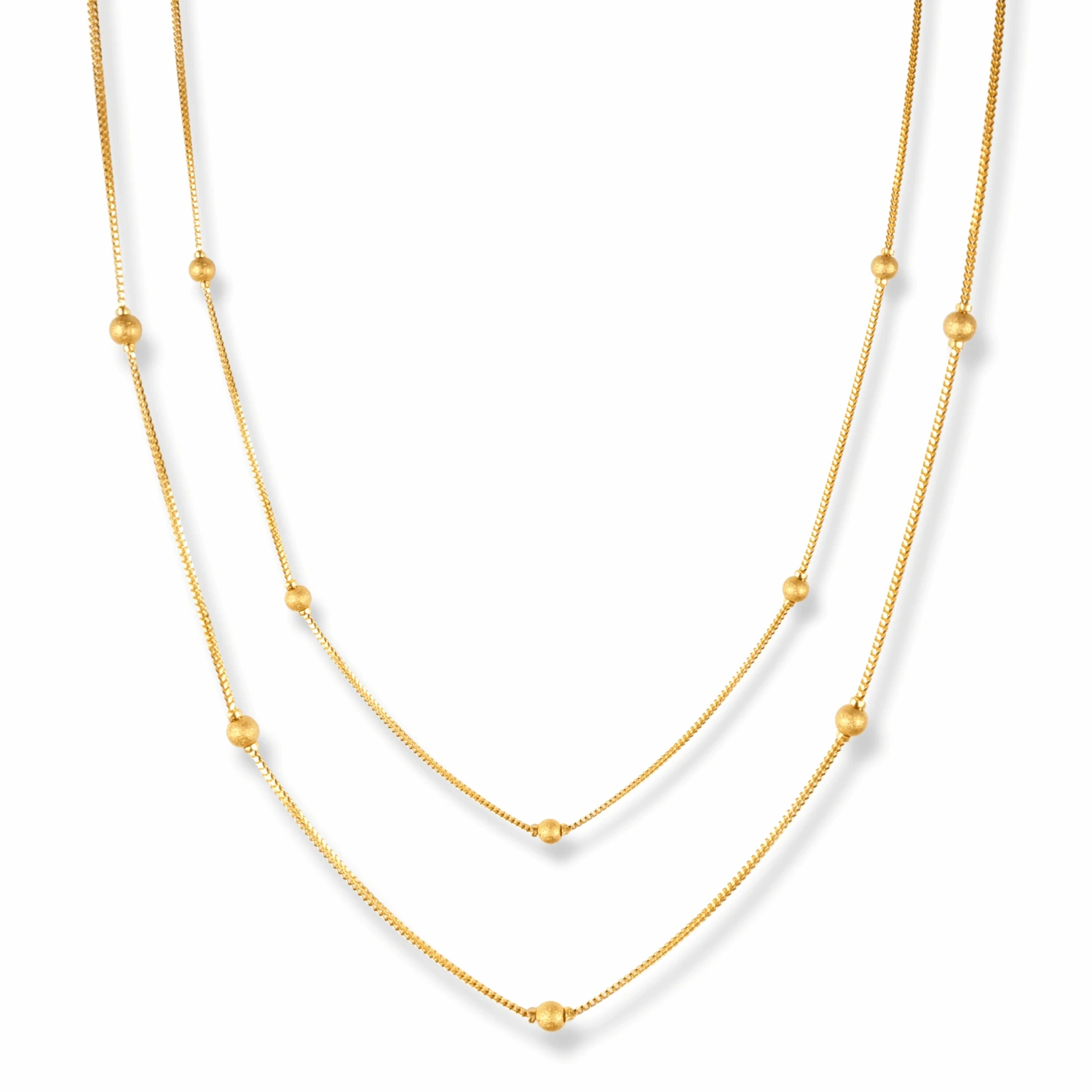 22ct Gold Box Chain With Sandblasted Beads And Lobster Clasp - Luxurious Gold Chain With Beads 1 22ct Gold Box Chain With Sandblasted Beads And Lobster Clasp - Luxurious Gold Chain With Beads