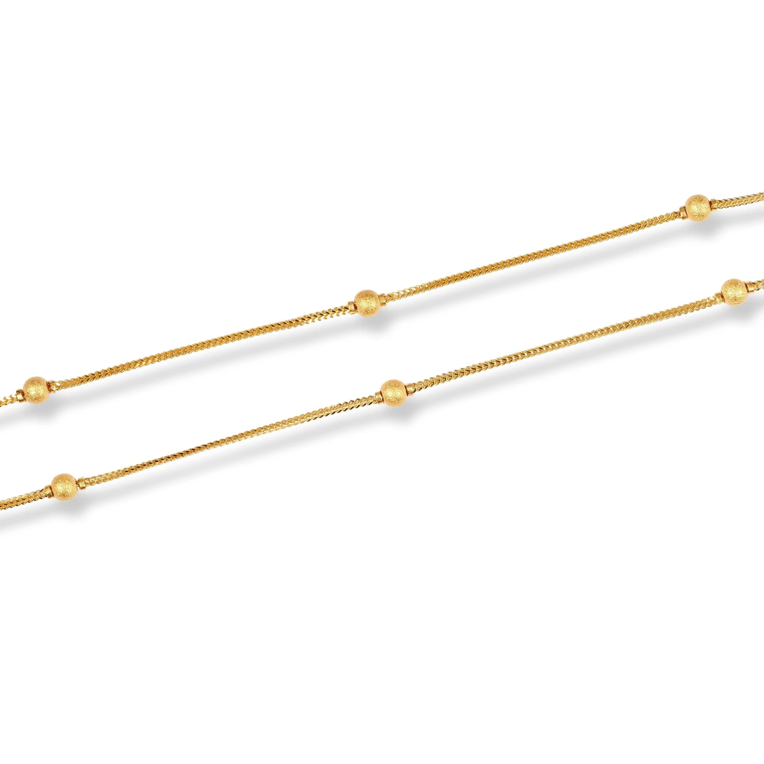 22ct Gold Box Chain With Sandblasted Beads And Lobster Clasp - Luxurious Gold Chain With Beads 4 22ct Gold Box Chain With Sandblasted Beads And Lobster Clasp - Luxurious Gold Chain With Beads - Image 4