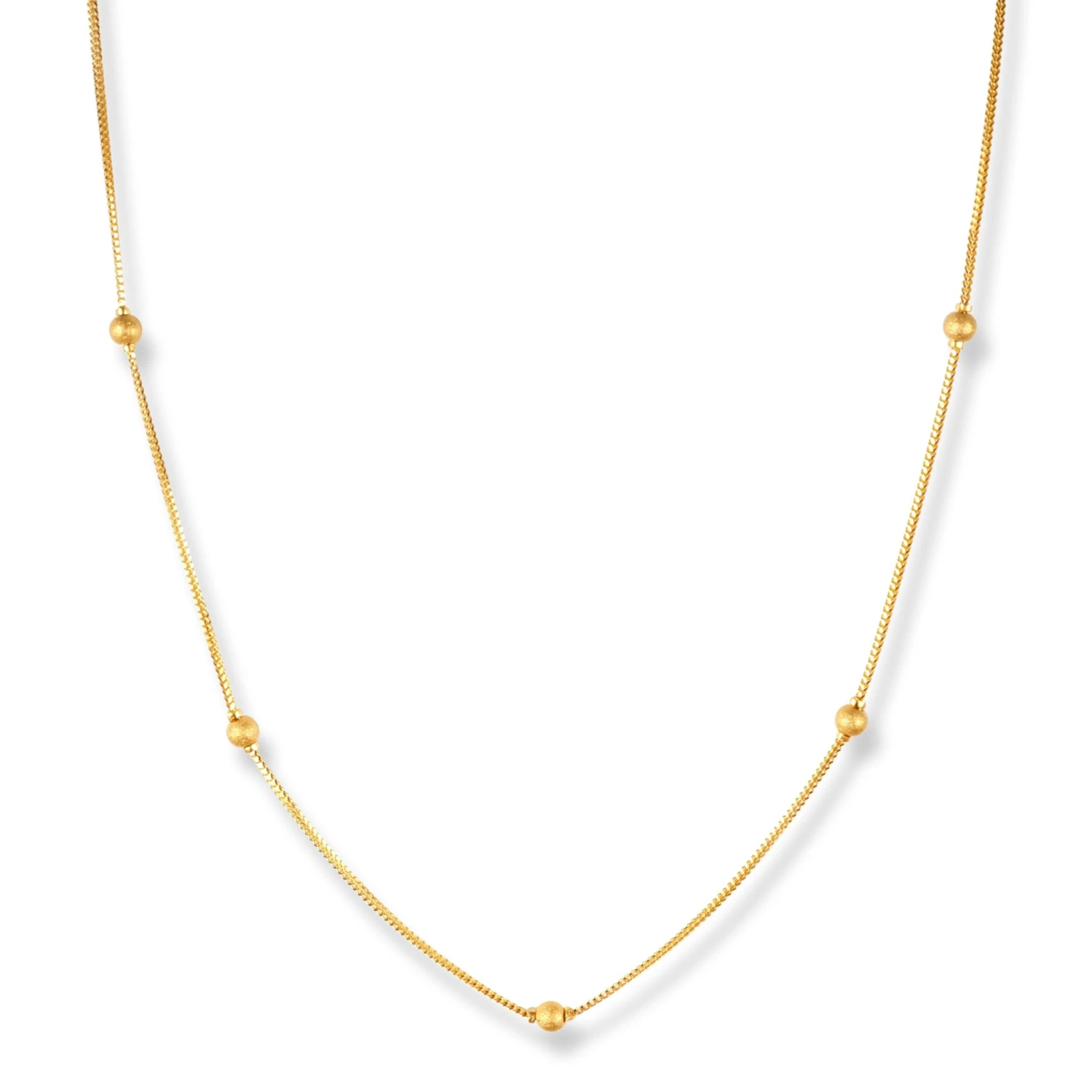 22ct Gold Box Chain With Sandblasted Beads And Lobster Clasp - Luxurious Gold Chain With Beads 3 22ct Gold Box Chain With Sandblasted Beads And Lobster Clasp - Luxurious Gold Chain With Beads - Image 3