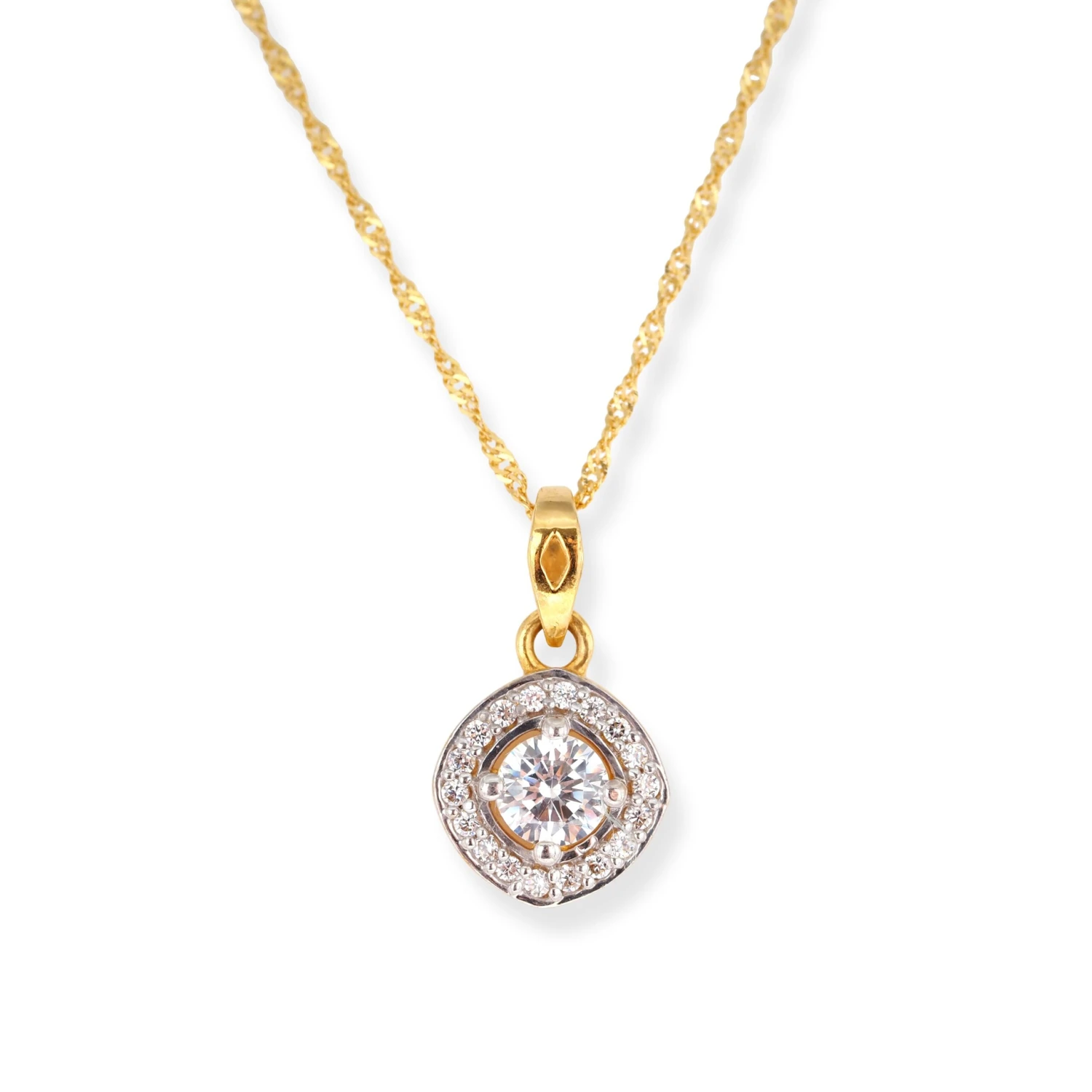 22ct Gold Chain, Pendant And Earrings Set With Cubic Zirconia Stones 6 22ct Gold Chain, Pendant And Earrings Set With Cubic Zirconia Stones - Image 6