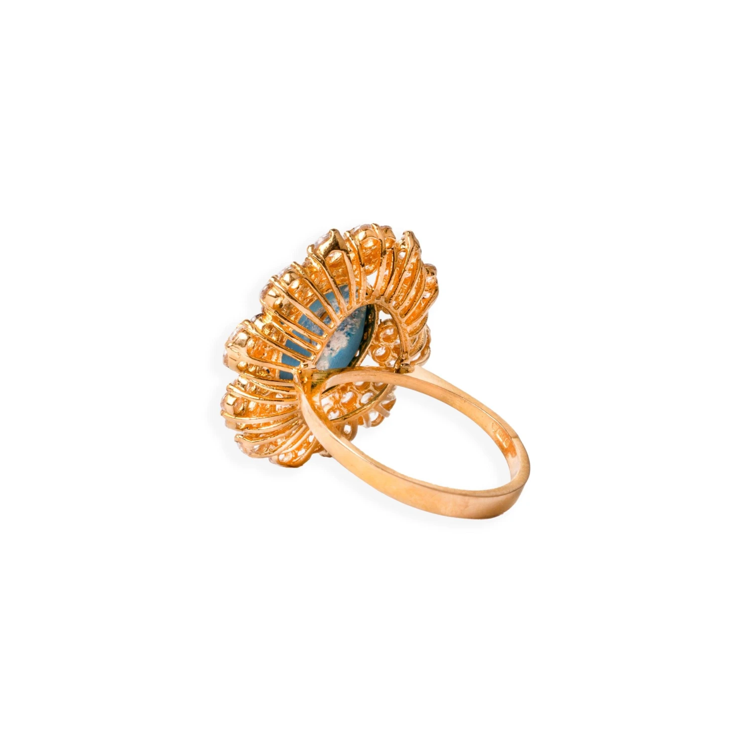 22ct Gold Cubic Zirconia And Turquoise Dress Ring (7.5g) LR-6551 2 22ct Gold Cubic Zirconia And Turquoise Dress Ring (7.5g) LR-6551 - Image 2