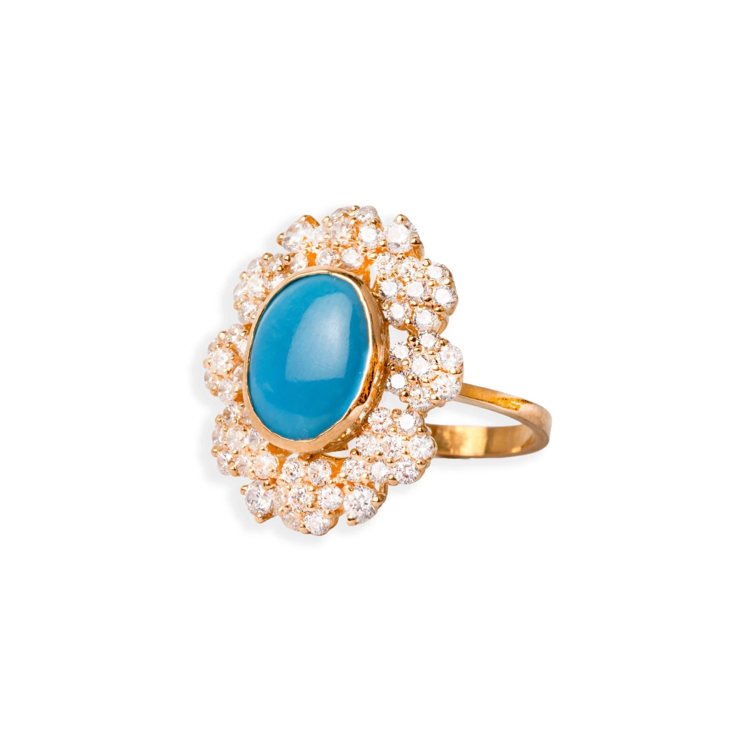 22ct Gold Cubic Zirconia And Turquoise Dress Ring (7.5g) LR-6551 1 22ct Gold Cubic Zirconia And Turquoise Dress Ring (7.5g) LR-6551