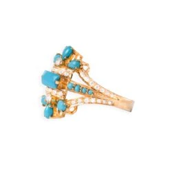 22ct Gold Cubic Zirconia And Turquoise Dress Ring (4.5g) LR-6553 4 22ct Gold Cubic Zirconia And Turquoise Dress Ring (4.5g) LR-6553 -Shiny Jewelry Hub 22ct gold cubic zirconia and turquoise dress ring LR 6553