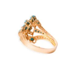 22ct Gold Cubic Zirconia And Turquoise Dress Ring (4.5g) LR-6553 5 22ct Gold Cubic Zirconia And Turquoise Dress Ring (4.5g) LR-6553 -Shiny Jewelry Hub 22ct gold cubic zirconia and turquoise dress ring LR 6553 back