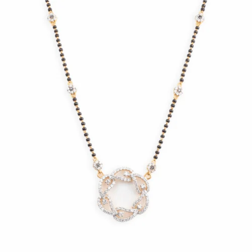 22ct Gold / 18ct White Gold Adjustable Cubic Zirconia Mangal Sutra With Lobster Clasp MS-2081 / MS9004