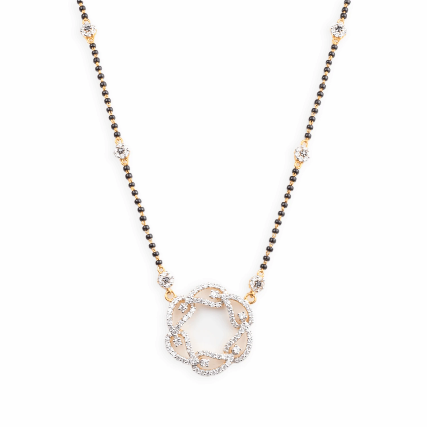 22ct Gold / 18ct White Gold Adjustable Cubic Zirconia Mangal Sutra With Lobster Clasp MS-2081 / MS9004 1 22ct Gold / 18ct White Gold Adjustable Cubic Zirconia Mangal Sutra With Lobster Clasp MS-2081 / MS9004