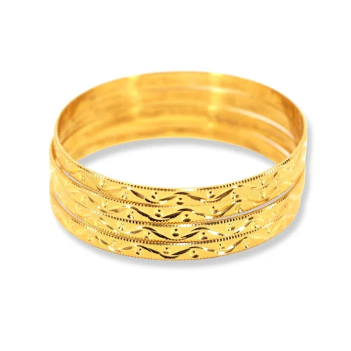 Four 22ct Gold Diamond Cut Design Bangles - Quality 22ct Gold Bangles