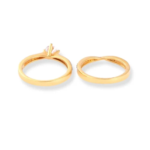 22ct Gold Engagement Ring And Wedding Band Set With Swarovski Zirconia Stones LR-7093 -Shiny Jewelry Hub 22ct gold engagement ring and wedding band set with swarovski zirconia stones LR 7093 6