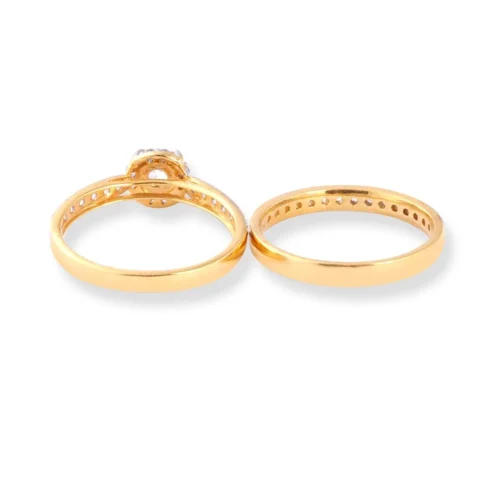 22ct Gold Engagement Ring And Wedding Band Set With Swarovski Zirconia Stones LR-7095 -Shiny Jewelry Hub 22ct gold engagement ring and wedding band set with swarovski zirconias LR 7095 5