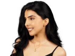 22ct Gold Flower Design Set With Cubic Zirconia Stones (Pendant + Chain + Stud Earrings) C-3795-LC-16 PS11015 E-PS11015 -Shiny Jewelry Hub 22ct gold flower design set with cubic zirconia stones chain pendant earrings C 3759 PS11015 E PS11015