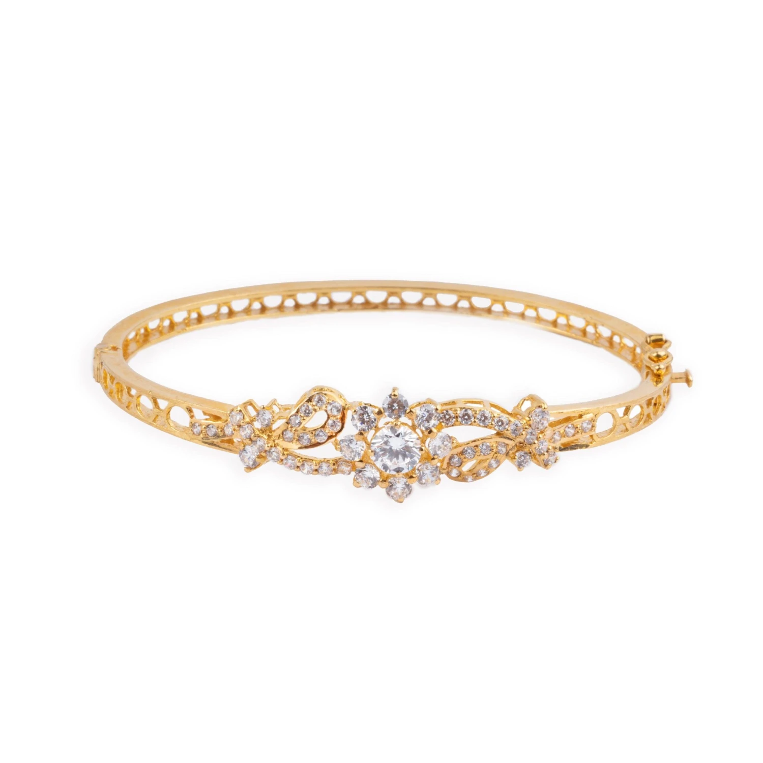 22ct Gold Openable Bangle Set With Cubic Zirconias - Sparkling Gold Bangle 1 22ct Gold Openable Bangle Set With Cubic Zirconias - Sparkling Gold Bangle