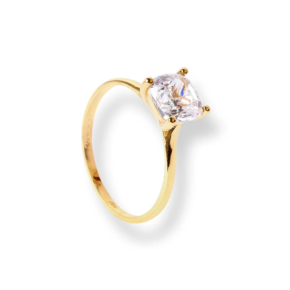 22ct Gold Solitaire Ring With Cushion Shaped Cubic Zirconia Stone LR-7005 3 22ct Gold Solitaire Ring With Cushion Shaped Cubic Zirconia Stone LR-7005 - Image 3
