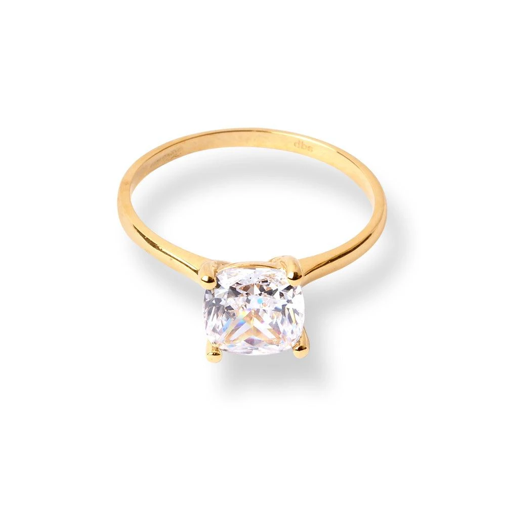 22ct Gold Solitaire Ring With Cushion Shaped Cubic Zirconia Stone LR-7005 2 22ct Gold Solitaire Ring With Cushion Shaped Cubic Zirconia Stone LR-7005 - Image 2