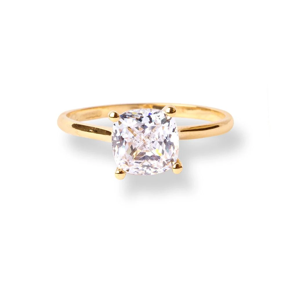 22ct Gold Solitaire Ring With Cushion Shaped Cubic Zirconia Stone LR-7005 1 22ct Gold Solitaire Ring With Cushion Shaped Cubic Zirconia Stone LR-7005