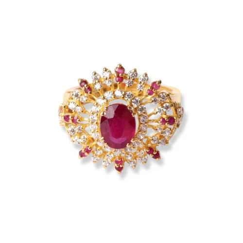 22ct Gold Ring With Pink & White Cubic Zirconia Stones (5.9g) LR-16587