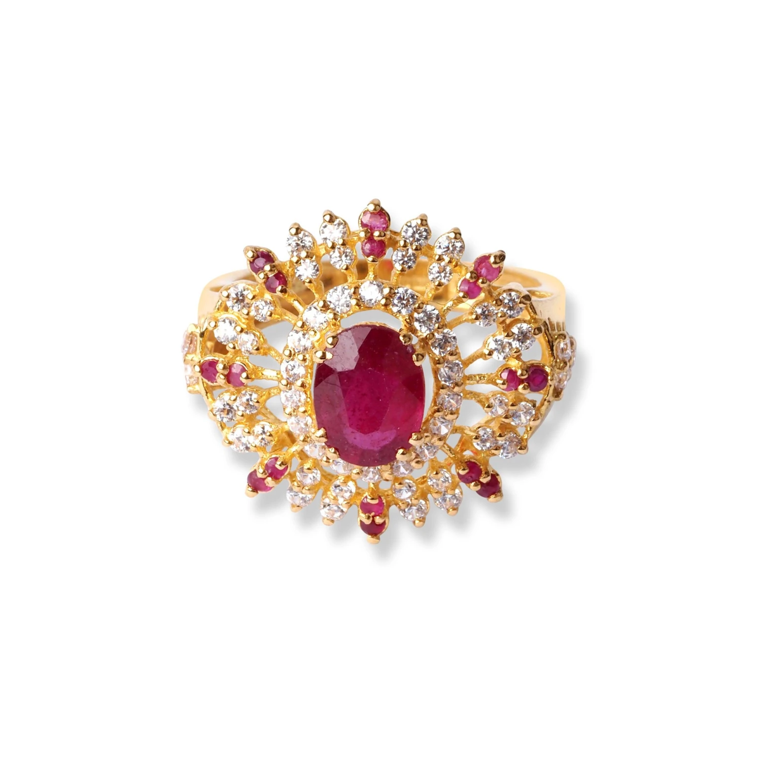 22ct Gold Ring With Pink & White Cubic Zirconia Stones (5.9g) LR-16587 1 22ct Gold Ring With Pink & White Cubic Zirconia Stones (5.9g) LR-16587