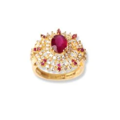 22ct Gold Ring With Pink & White Cubic Zirconia Stones (5.9g) LR-16587 4 22ct Gold Ring With Pink & White Cubic Zirconia Stones (5.9g) LR-16587 -Shiny Jewelry Hub 22ct gold ring with pink and white cubic zirconia stones2