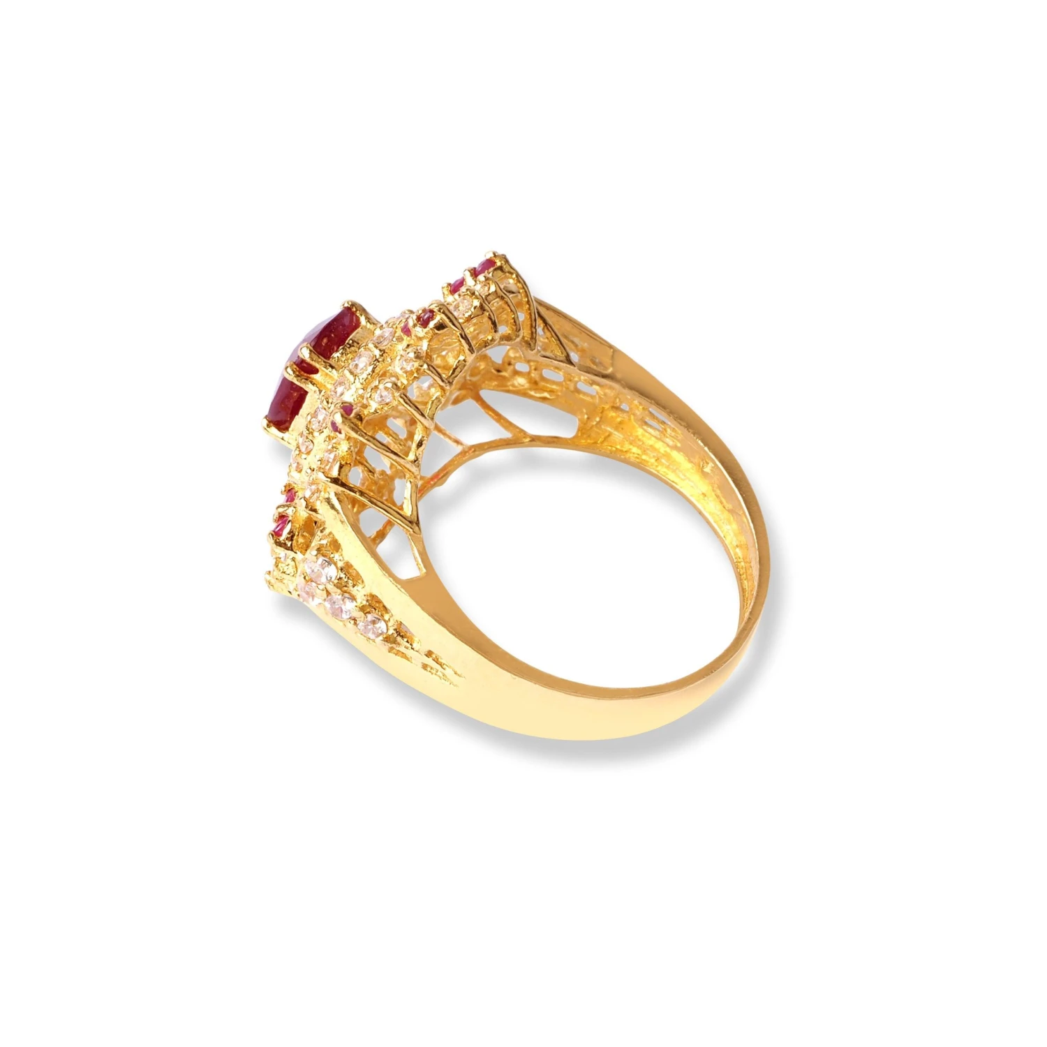 22ct Gold Ring With Pink & White Cubic Zirconia Stones (5.9g) LR-16587 3 22ct Gold Ring With Pink & White Cubic Zirconia Stones (5.9g) LR-16587 - Image 3