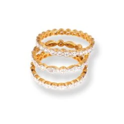 22ct Gold Set Of 3 Stacking Eternity Rings With Swarovski Zirconia Stones LR-6615 7 22ct Gold Set Of 3 Stacking Eternity Rings With Swarovski Zirconia Stones LR-6615 -Shiny Jewelry Hub 22ct gold set of 3 stacking eternity rings with swarovski zirconia stones
