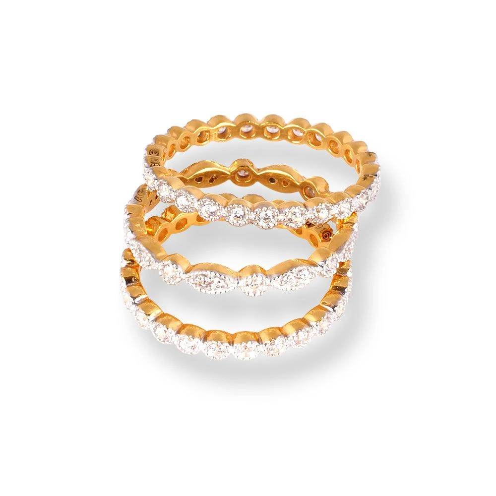 22ct Gold Set Of 3 Stacking Eternity Rings With Swarovski Zirconia Stones LR-6615 2 22ct Gold Set Of 3 Stacking Eternity Rings With Swarovski Zirconia Stones LR-6615 - Image 2
