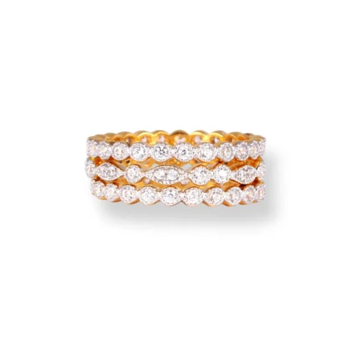 22ct Gold Set Of 3 Stacking Eternity Rings With Swarovski Zirconia Stones LR-6615