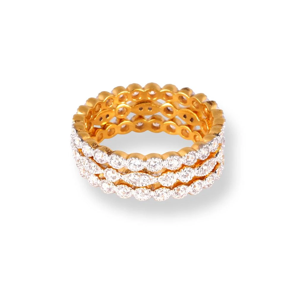 22ct Gold Set Of 3 Stacking Eternity Rings With Swarovski Zirconia Stones LR-6615 4 22ct Gold Set Of 3 Stacking Eternity Rings With Swarovski Zirconia Stones LR-6615 - Image 4