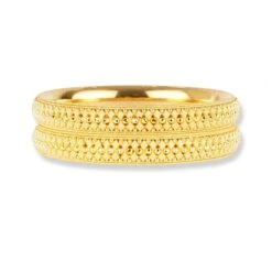 22ct Gold Set Of Two Bangles With Filigree Work In Comfort Fit Finish - Intricate Gold Bangles Set
