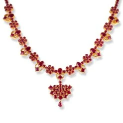 22ct Gold Set With Red Cubic Zirconia Stones NE-6218 9 22ct Gold Set With Red Cubic Zirconia Stones NE-6218 -Shiny Jewelry Hub 22ct gold set with red cubic zirconia stones 3