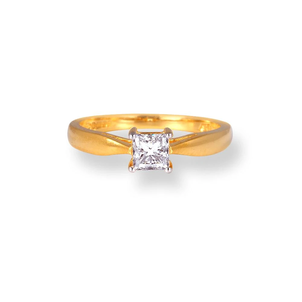22ct Gold Solitaire Engagement Ring With Swarovski Zirconia Stone LR-6620 1 22ct Gold Solitaire Engagement Ring With Swarovski Zirconia Stone LR-6620