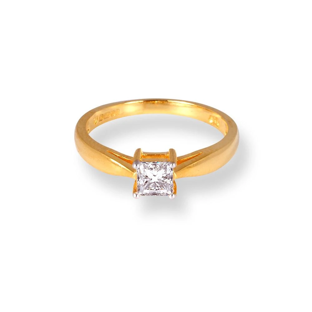 22ct Gold Solitaire Engagement Ring With Swarovski Zirconia Stone LR-6620 2 22ct Gold Solitaire Engagement Ring With Swarovski Zirconia Stone LR-6620 - Image 2