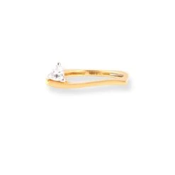 22ct Gold Square Band Dress Ring With Solitaire Swarovski Zirconia LR-7092