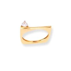 22ct Gold Square Band Dress Ring With Solitaire Swarovski Zirconia LR-7092 -Shiny Jewelry Hub 22ct gold square band dress ring with solitaire swarovski zirconia stone LR 7092 3