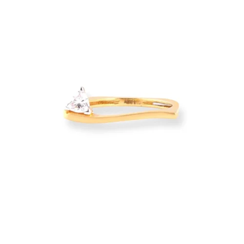 22ct Gold Square Band Dress Ring With Solitaire Swarovski Zirconia LR-7092