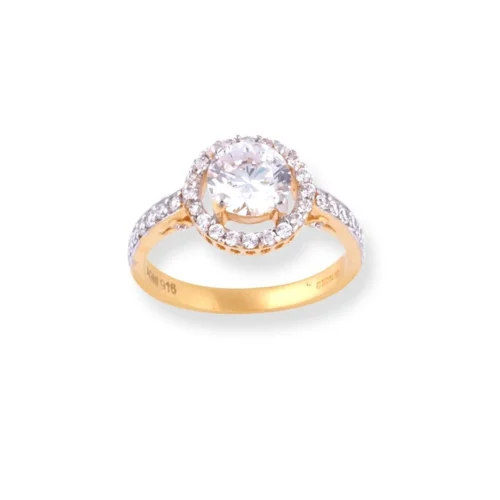 22ct Gold Swarovski Zirconia Halo Design Ring LR-7090 6 22ct Gold Swarovski Zirconia Halo Design Ring LR-7090 -Shiny Jewelry Hub 22ct gold swarovski zirconia halo design ring LR 7090 2