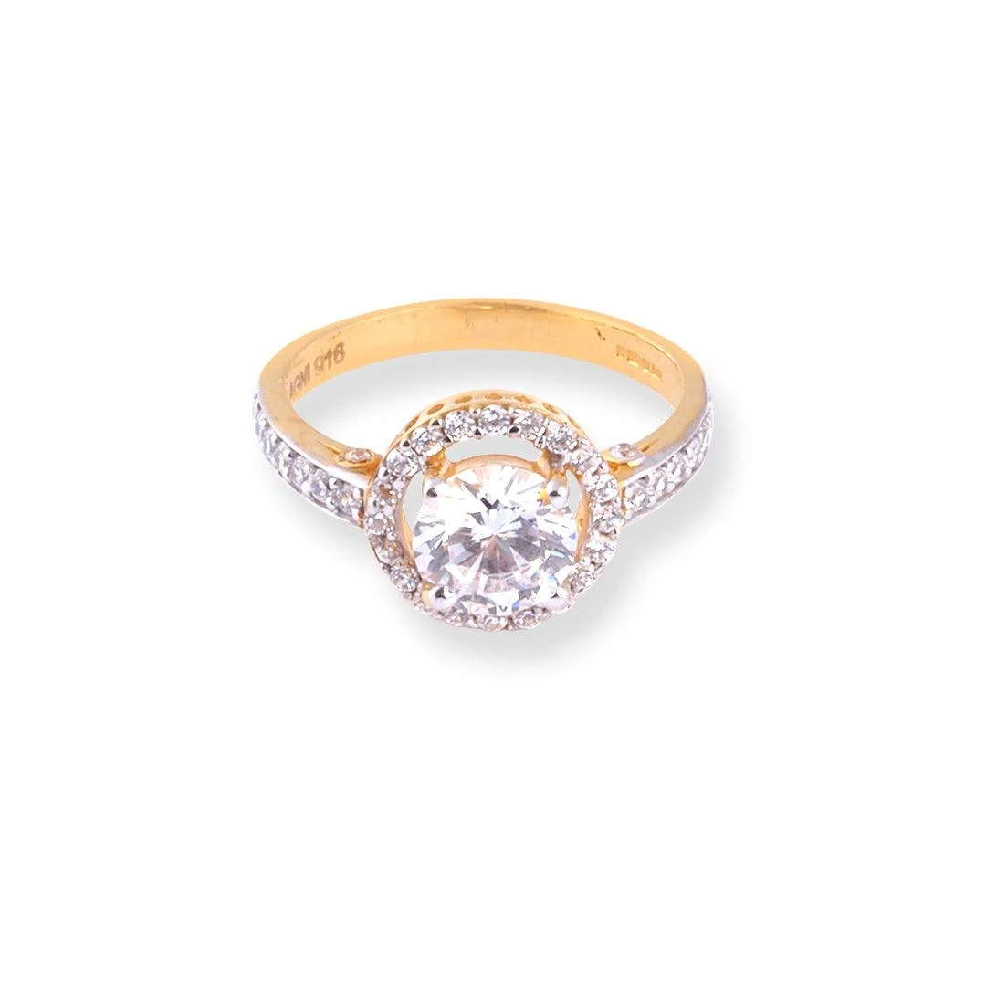 22ct Gold Swarovski Zirconia Halo Design Ring LR-7090 2 22ct Gold Swarovski Zirconia Halo Design Ring LR-7090 - Image 2