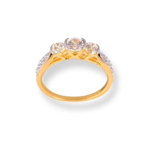 22ct Gold Trilogy Ring With Swarovski Zirconia Stones LR-6624 5 22ct Gold Trilogy Ring With Swarovski Zirconia Stones LR-6624 -Shiny Jewelry Hub 22ct gold trilogy ring with swarovski zirconia stones 11