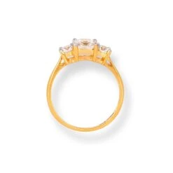 22ct Gold Trilogy Ring With Swarovski Zirconia Stones LR-6626 6 22ct Gold Trilogy Ring With Swarovski Zirconia Stones LR-6626 -Shiny Jewelry Hub 22ct gold trilogy ring with swarovski zirconia stones 3